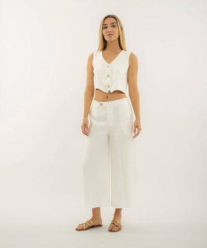 Pantalon Culotte Con Bolsillos Blanco Pantalóns Para Mujer | Ticket Store Colombia 1