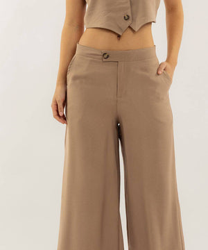 Pantalon Culotte Con Bolsillos Camel Pantalóns Para Mujer | Ticket Store Colombia 3