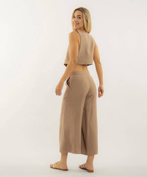 Pantalon Culotte Con Bolsillos Camel Pantalóns Para Mujer | Ticket Store Colombia 4