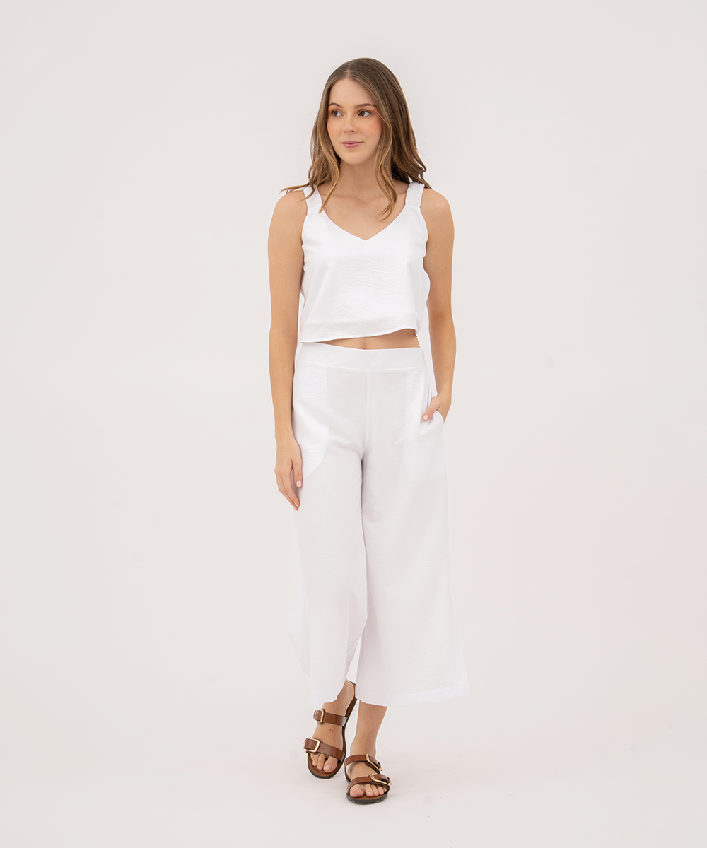 Pantalon Culotte aberturas BLANCO