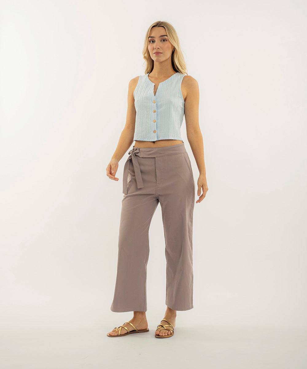 Pantalón culotte pretina tiras CAMEL
