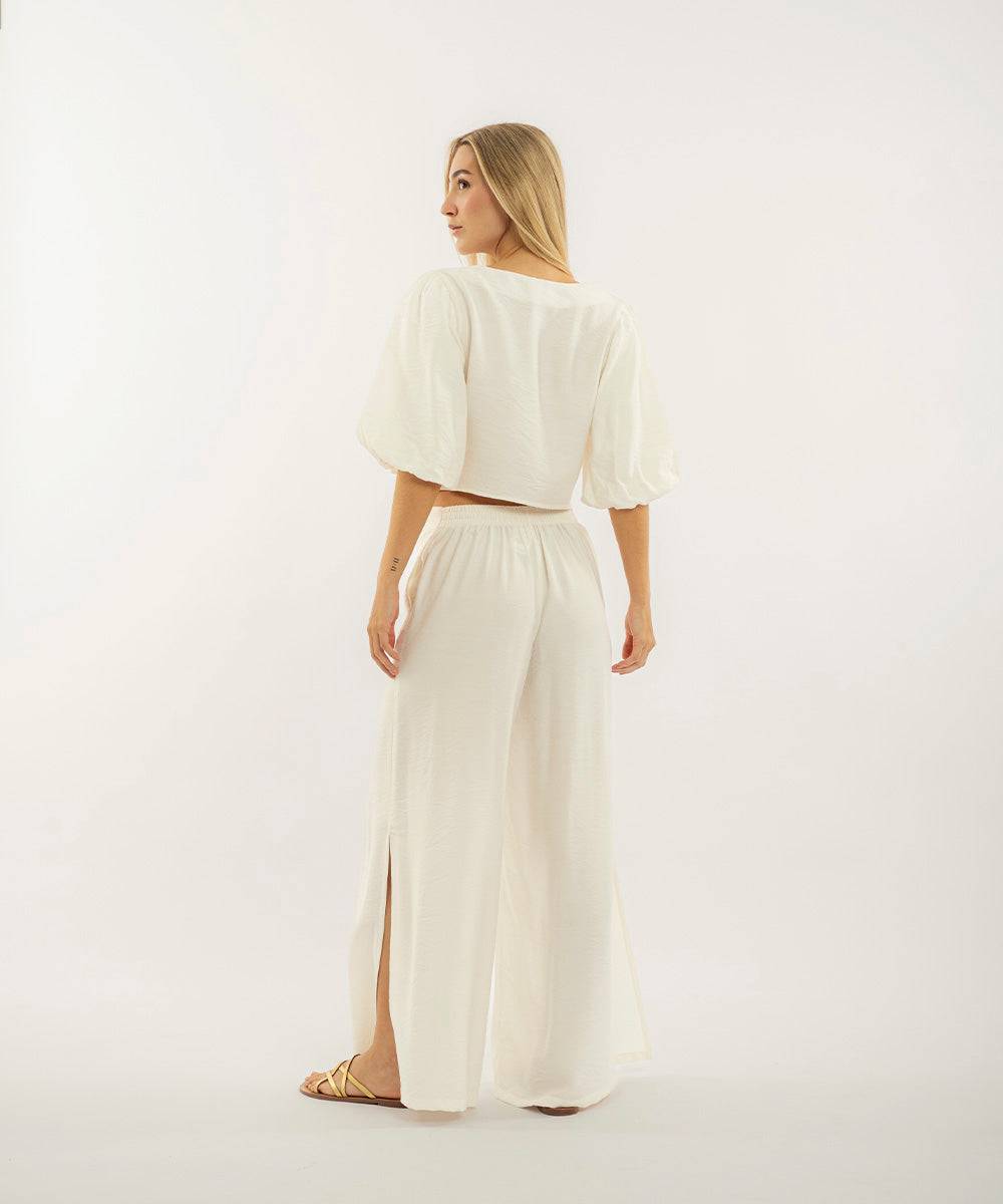 Pantalon Con Elastico Marfil Pantalóns Para Mujer | Ticket Store Colombia 3