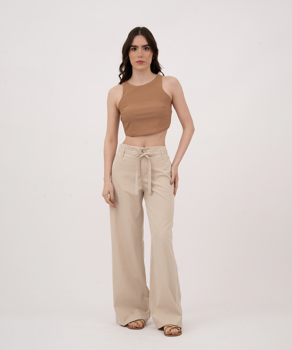 Pantalón con cinturón BEIGE