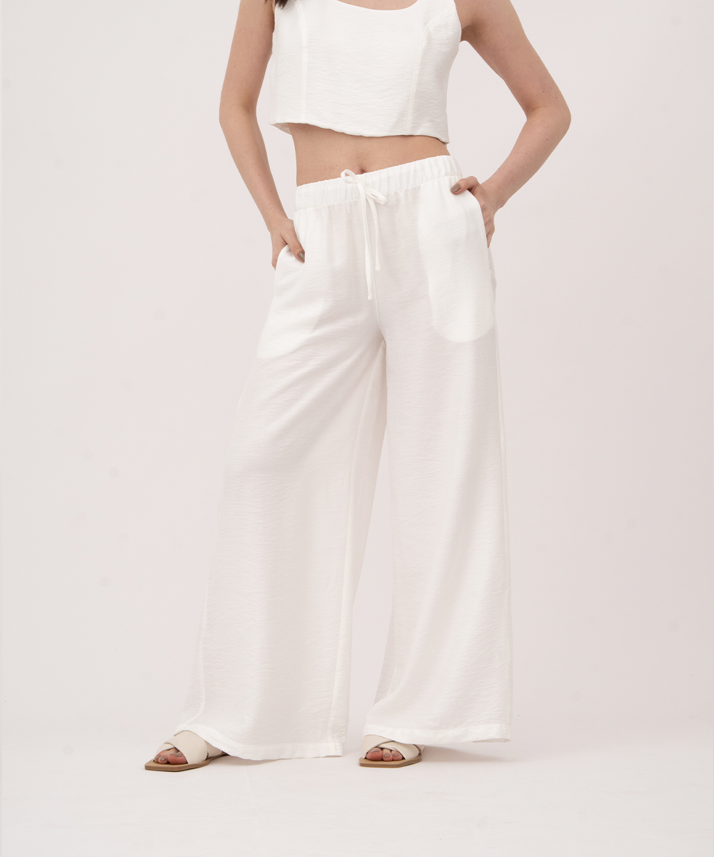 Pantalón resortado BLANCO