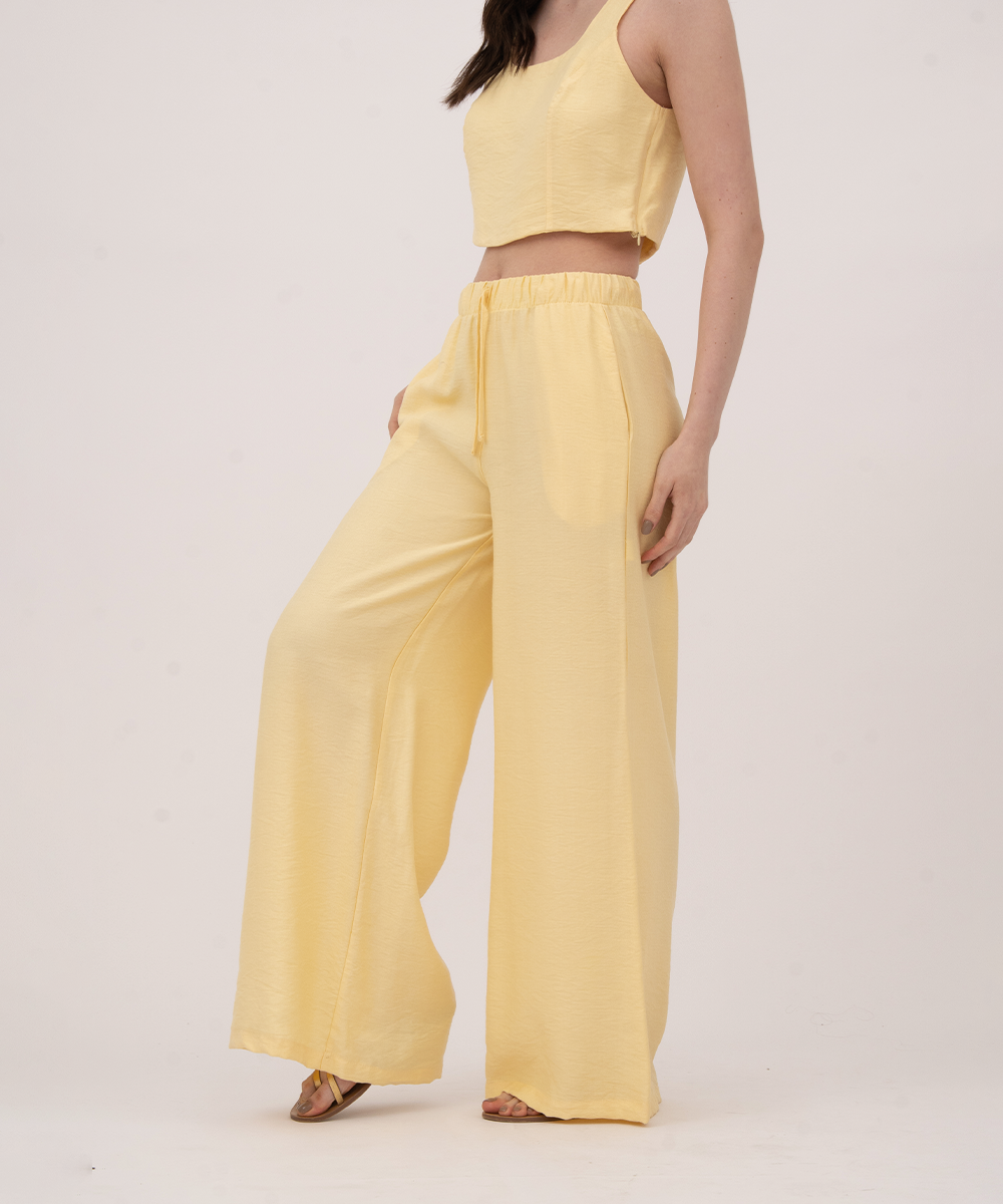 Pantalón resortado AMARILLO PASTEL