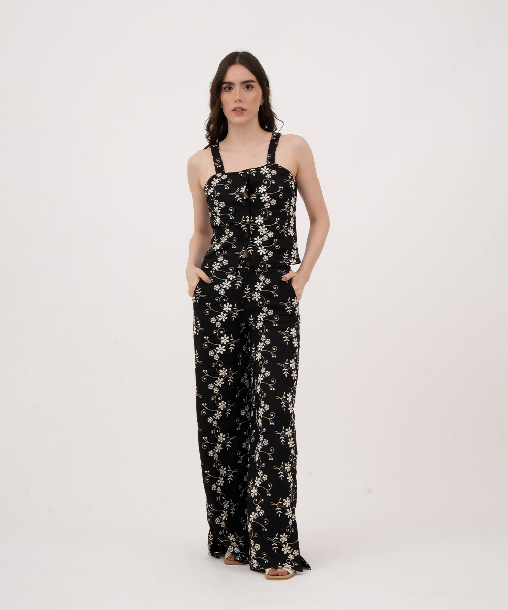 Pantalon con elastico NEGRO