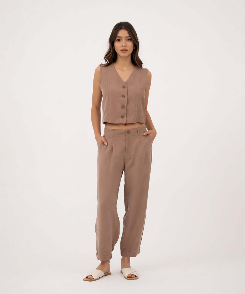 Pantalón bota con elástico CAMEL