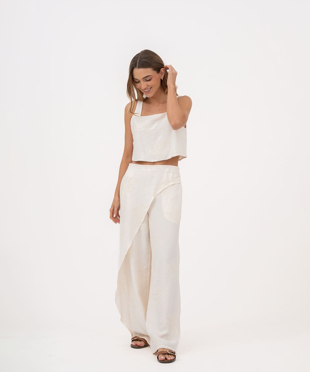 Pantalón diseño asimétrico MARFIL