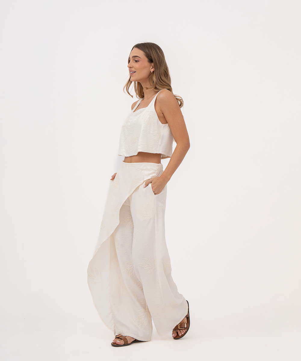 Pantalón diseño asimétrico MARFIL