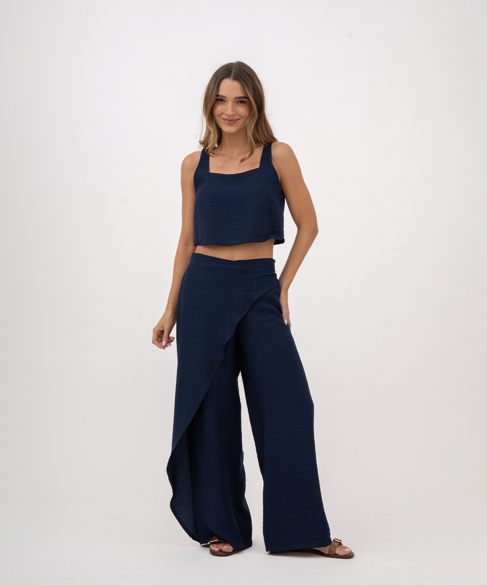 Pantalón diseño asimétrico AZUL PROFUNDO