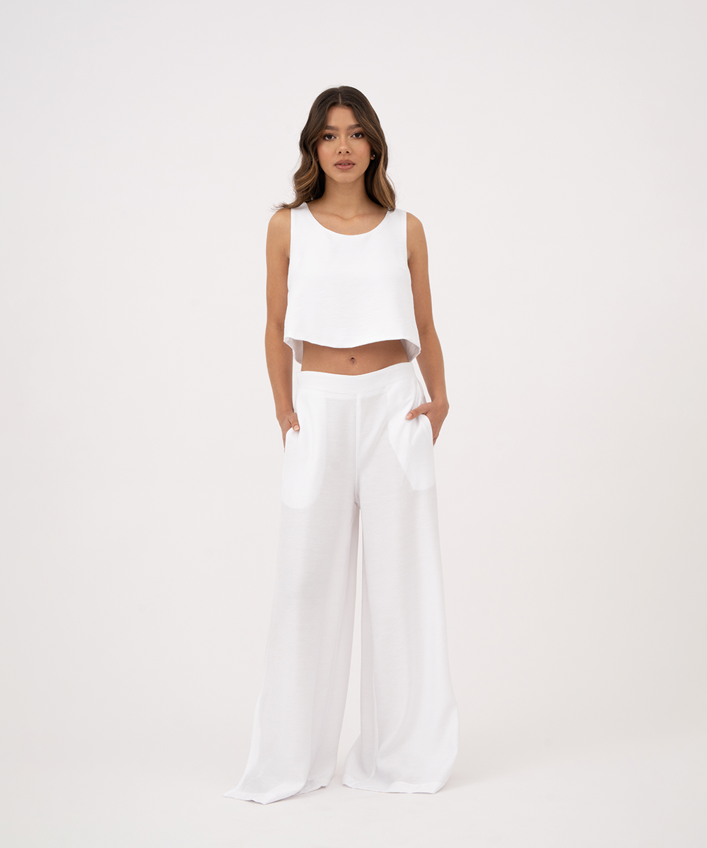 Pantalón pretina con elástico BLANCO