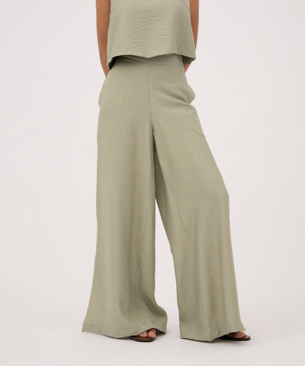 Pantalón pretina con elástico VERDE OLIVA