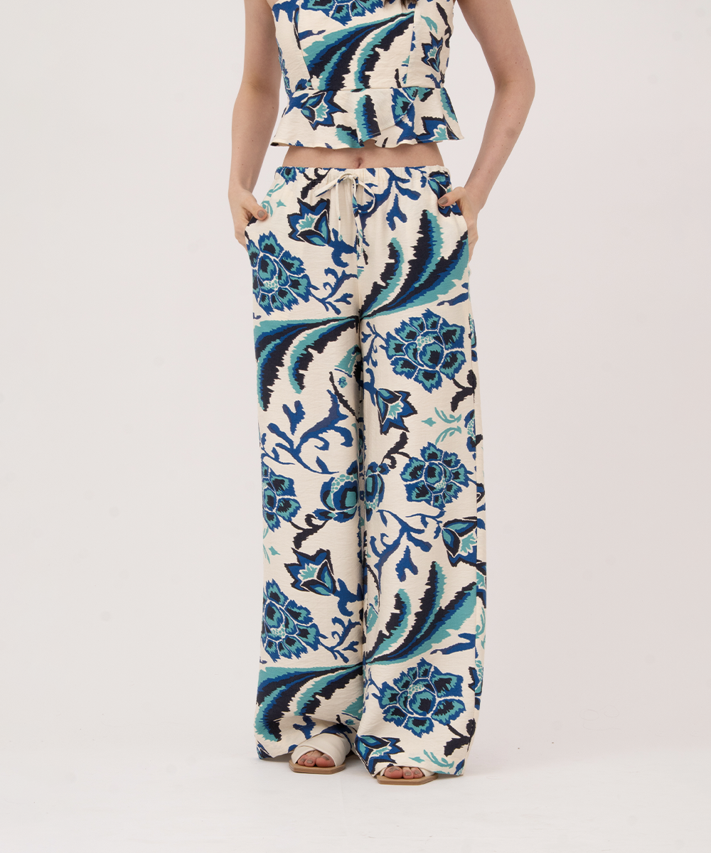 Pantalón resortado AZUL