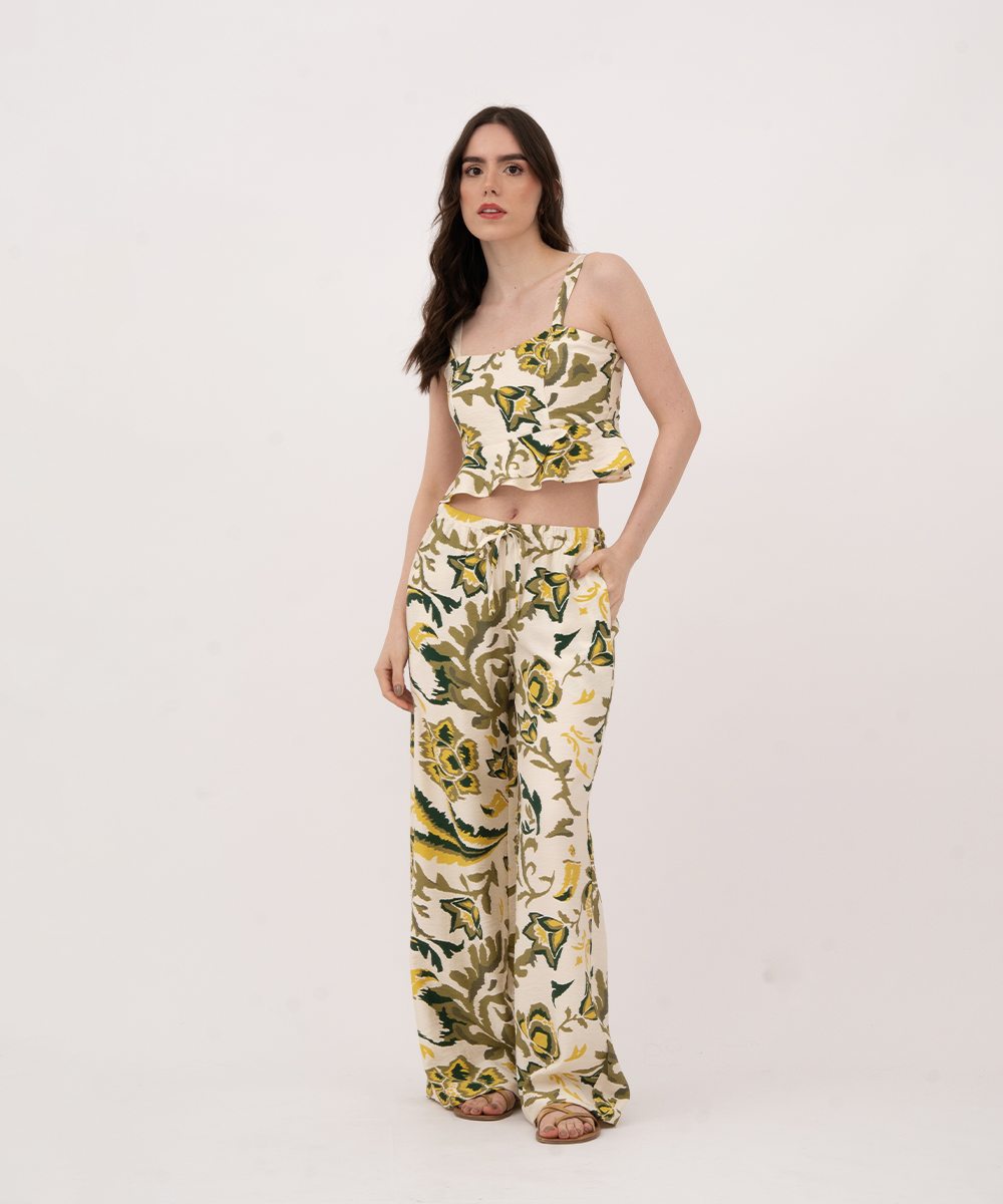 Pantalón resortado VERDE