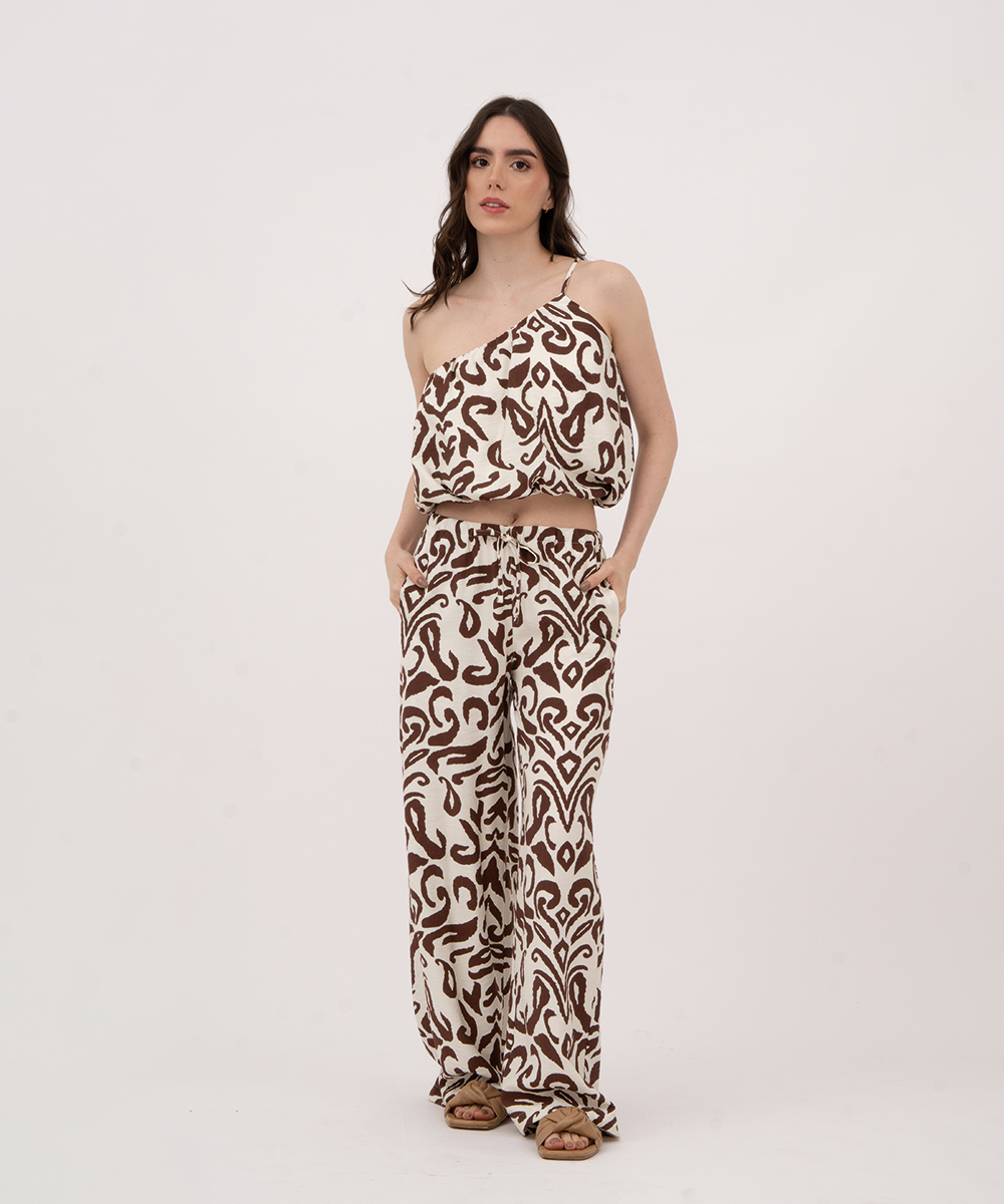 Pantalón resortado CHOCOLATE