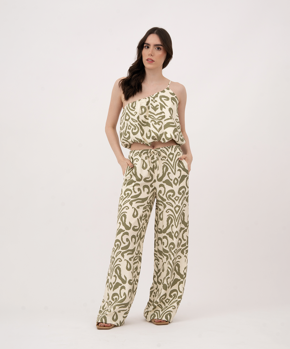 Pantalón resortado VERDE OLIVA