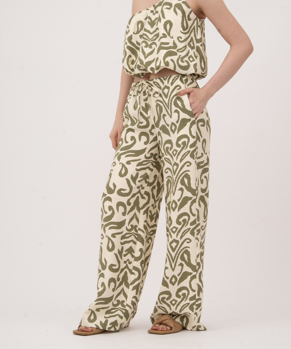 Pantalón resortado VERDE OLIVA