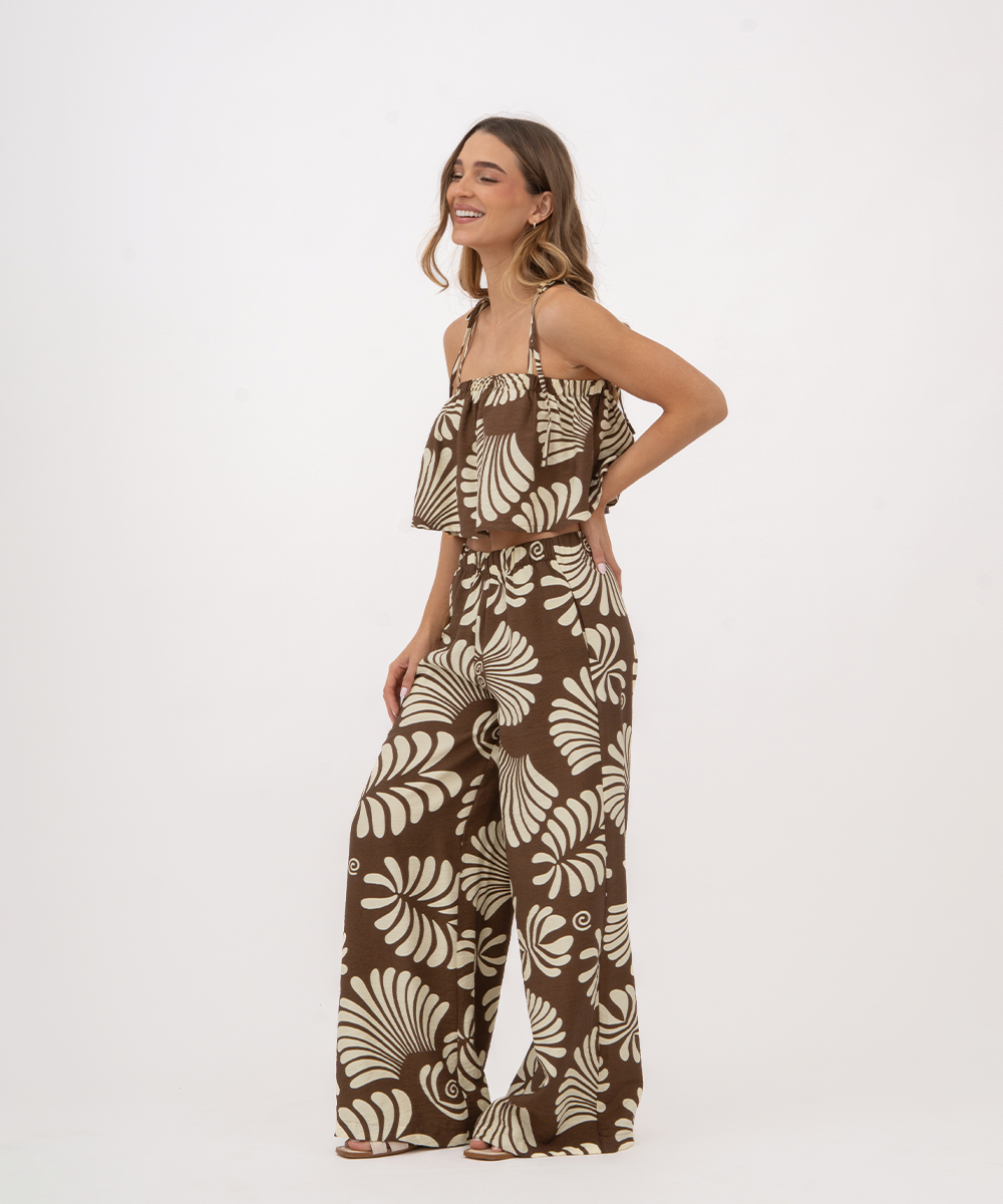 Pantalón resortado CHOCOLATE