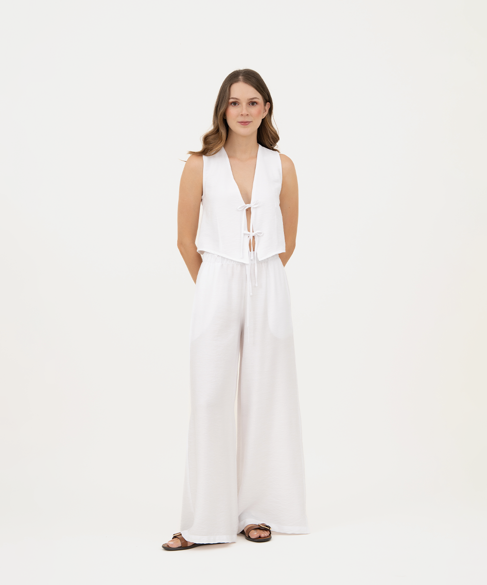 Pantalón resortado BLANCO