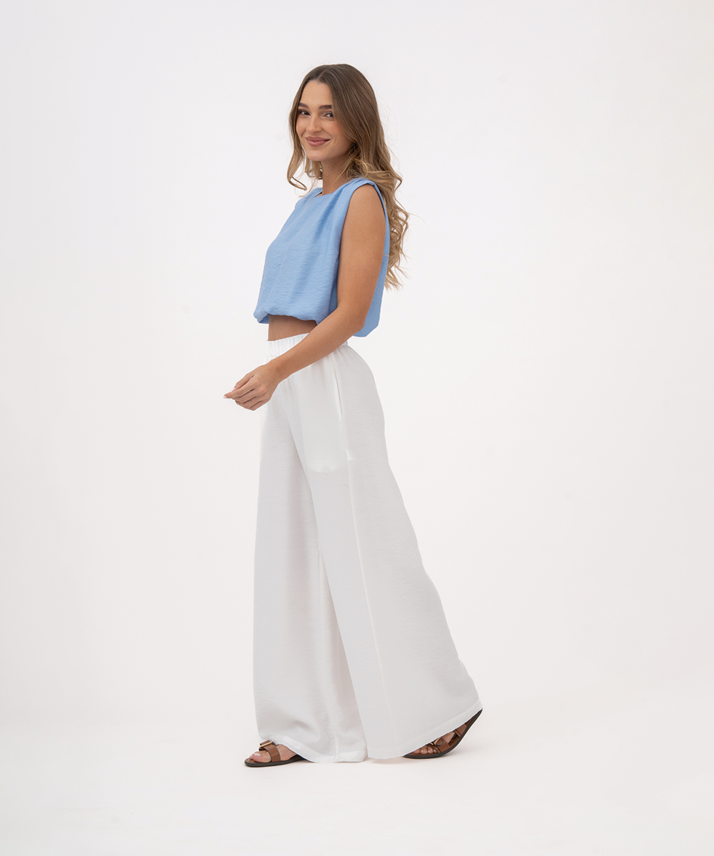 Pantalón resortado BLANCO