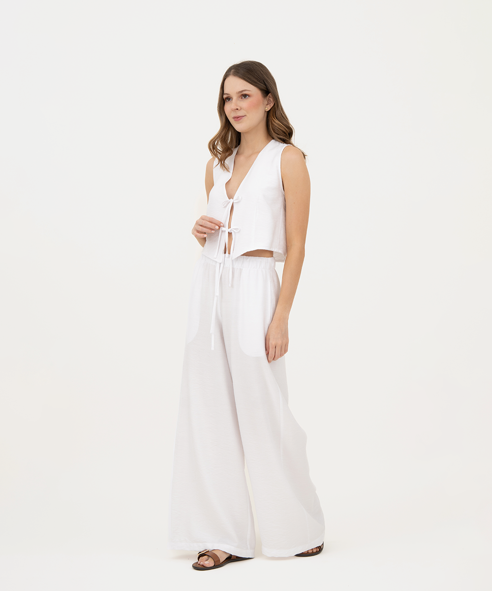 Pantalón resortado BLANCO