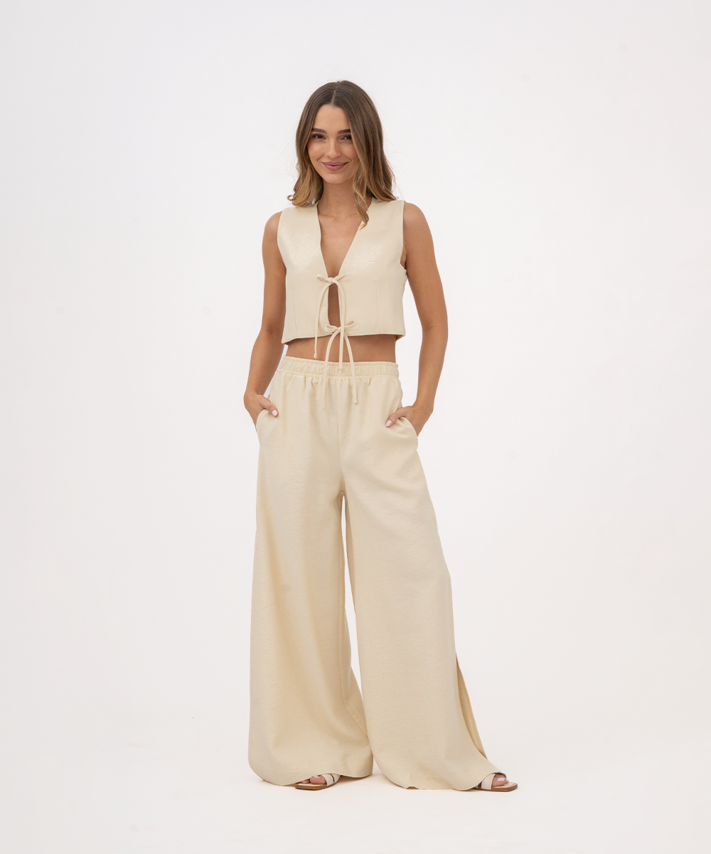 Pantalón con elástico AMARILLO PASTEL