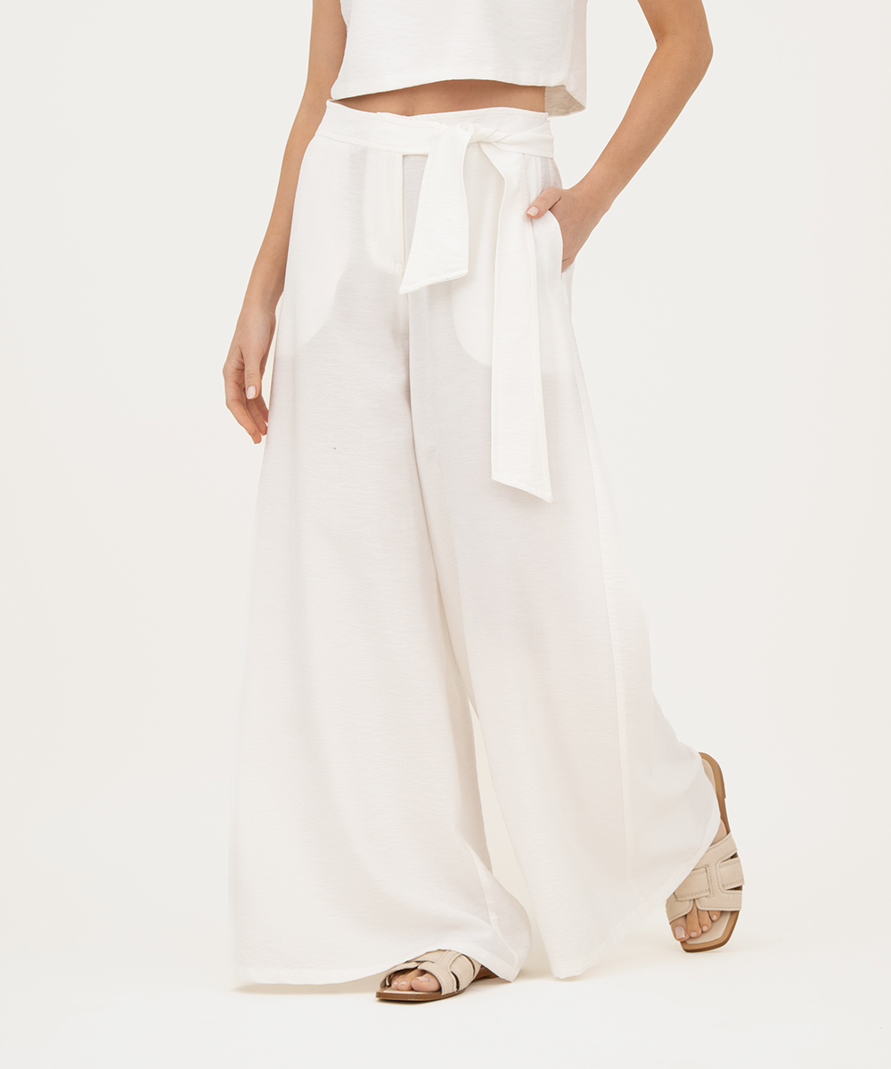 Pantalón palazzo tiro alto BLANCO