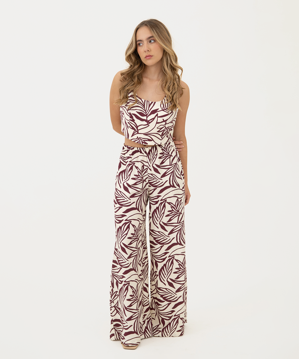 Pantalón resortado BERENJENA
