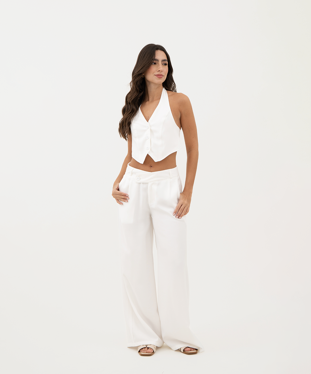 Pantalón pretina cruzada BLANCO