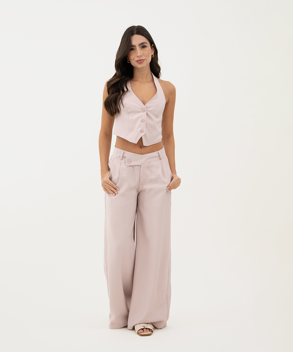 Pantalón pretina cruzada ROSADO PASTEL
