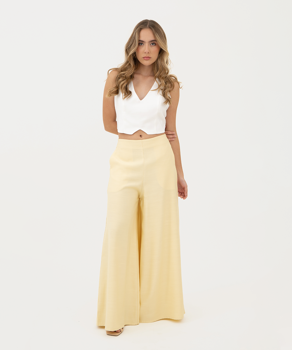 Pantalón Palazzo tiro medio AMARILLO PASTEL