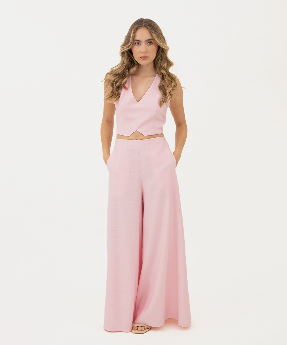 Pantalón Palazzo tiro medio ROSADO PASTEL