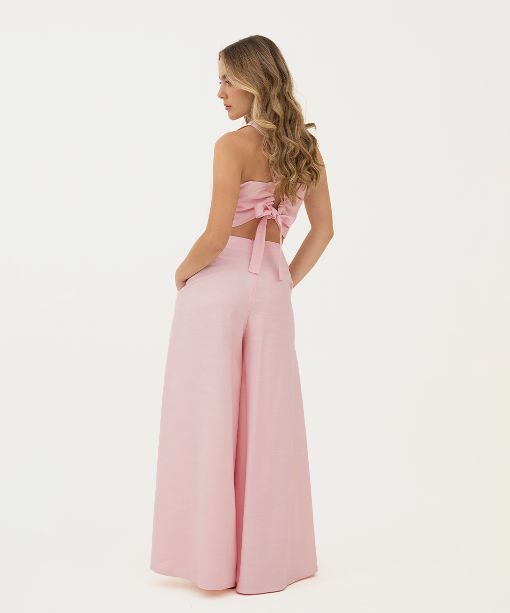 Pantalón Palazzo tiro medio ROSADO PASTEL