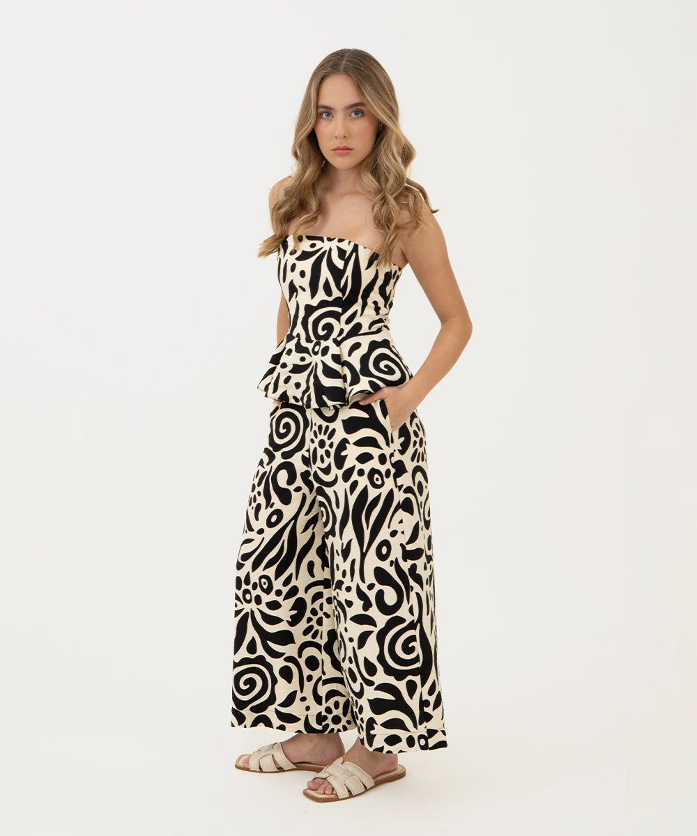 Pantalón culotte estampado NEGRO