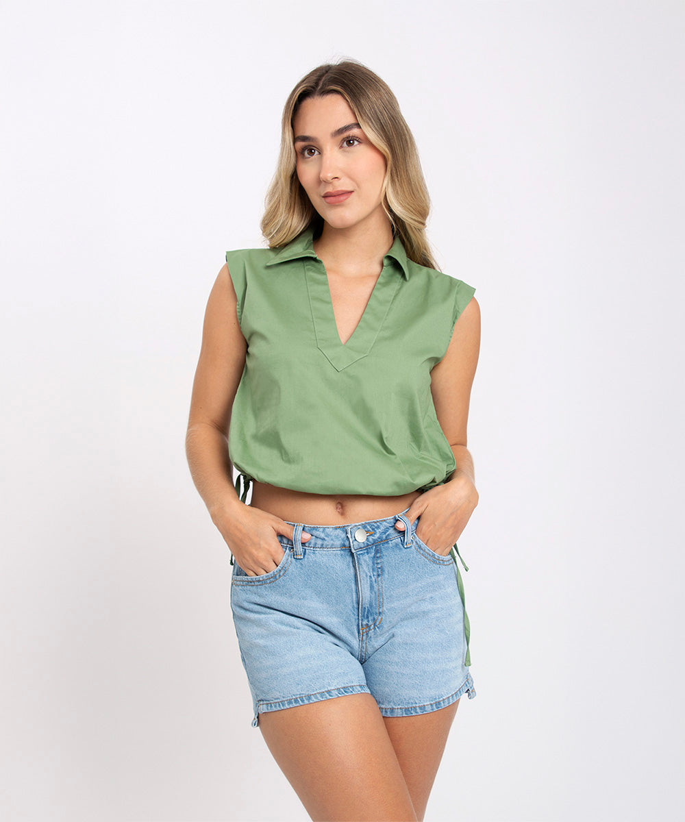 Short indigo 5 bolsillos AZUL CIELO