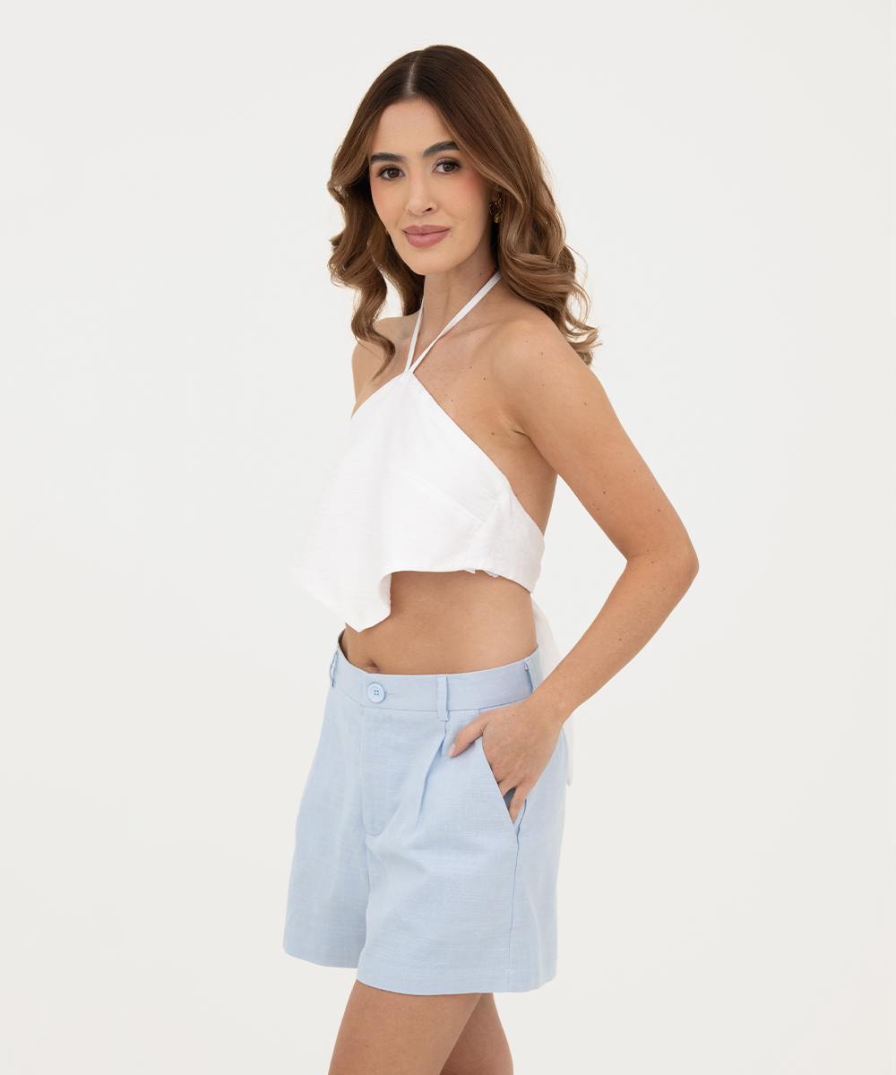Short ribete posterior Azul Cielo