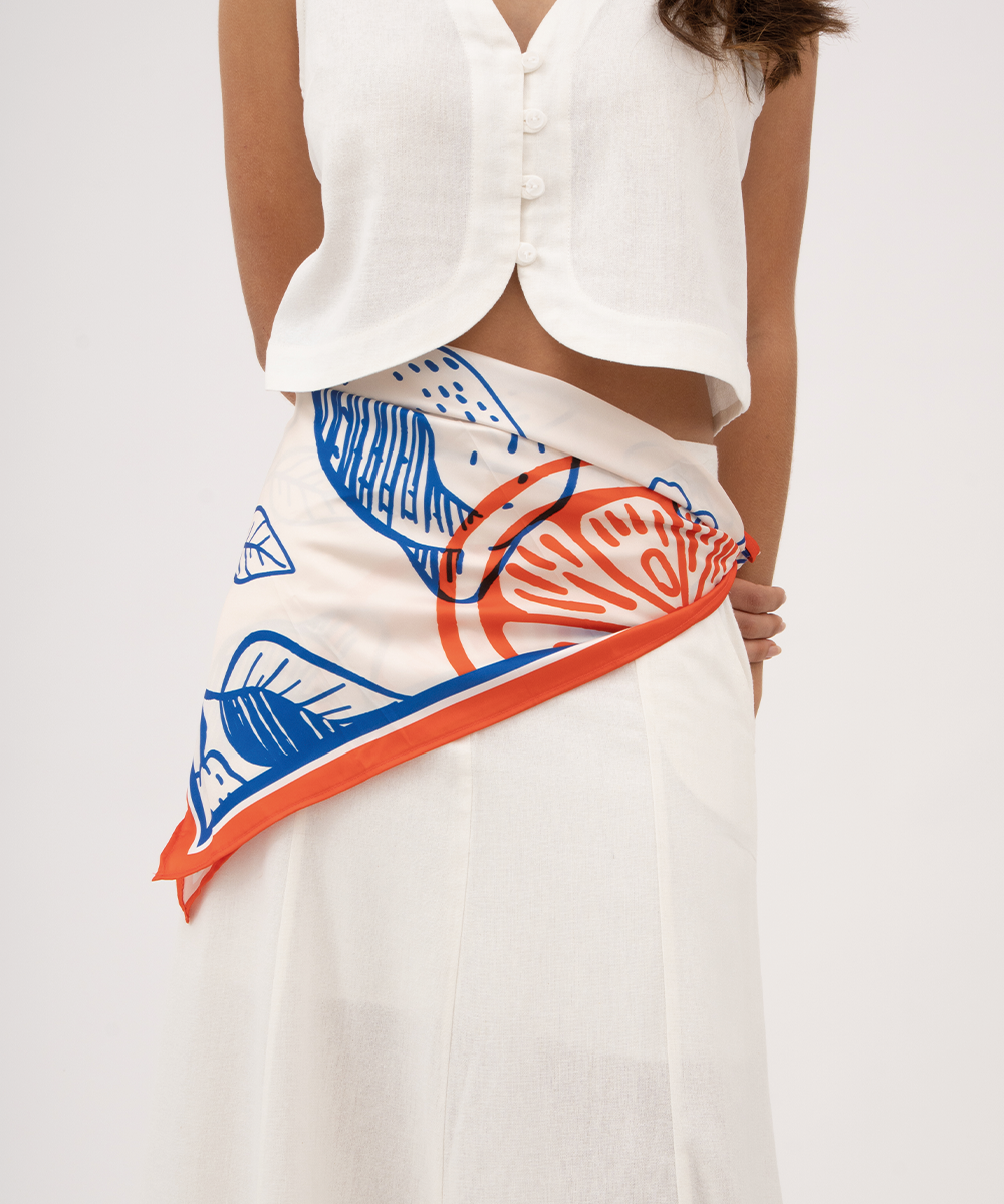 Pañuelo estampado Bahía Serena ROJO