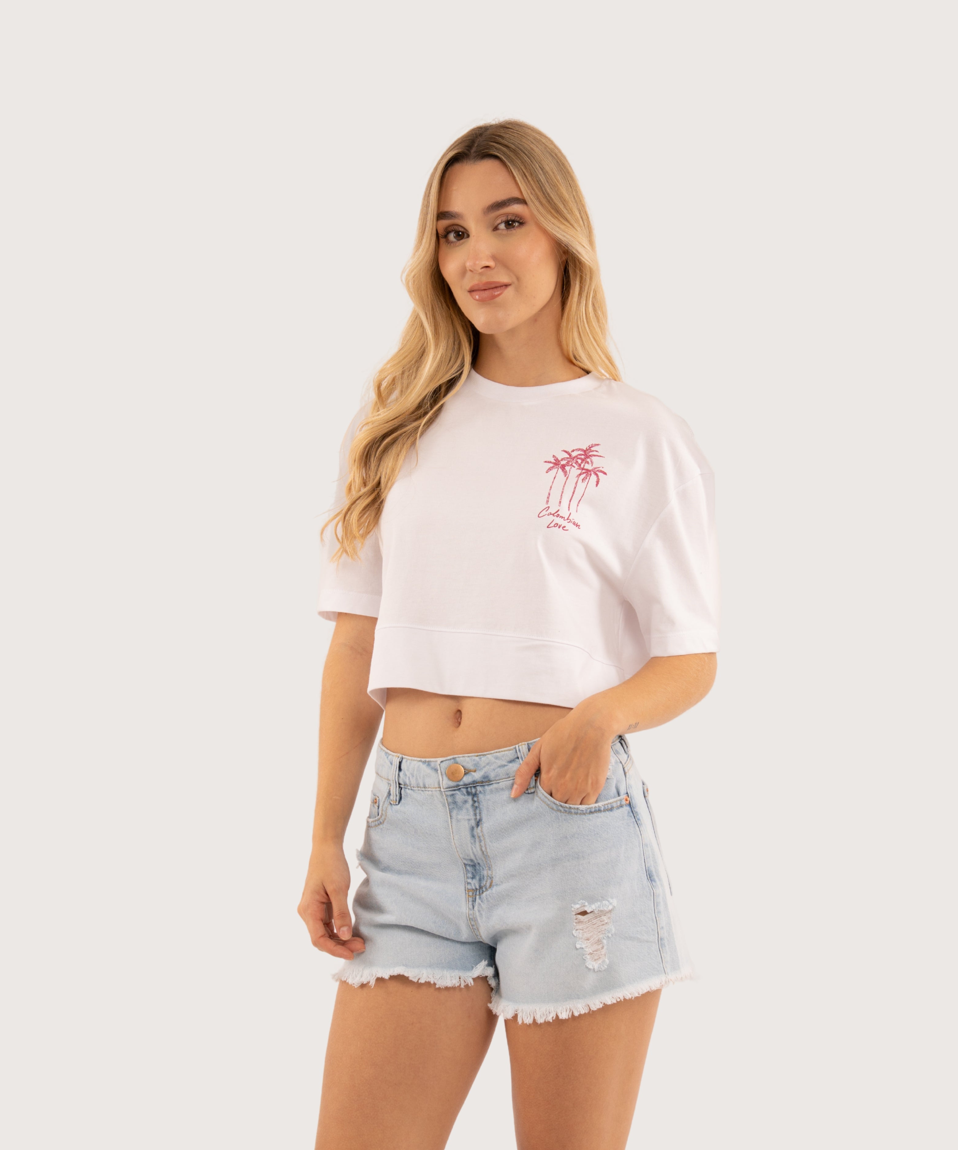 Camiseta oversize crop BLANCO