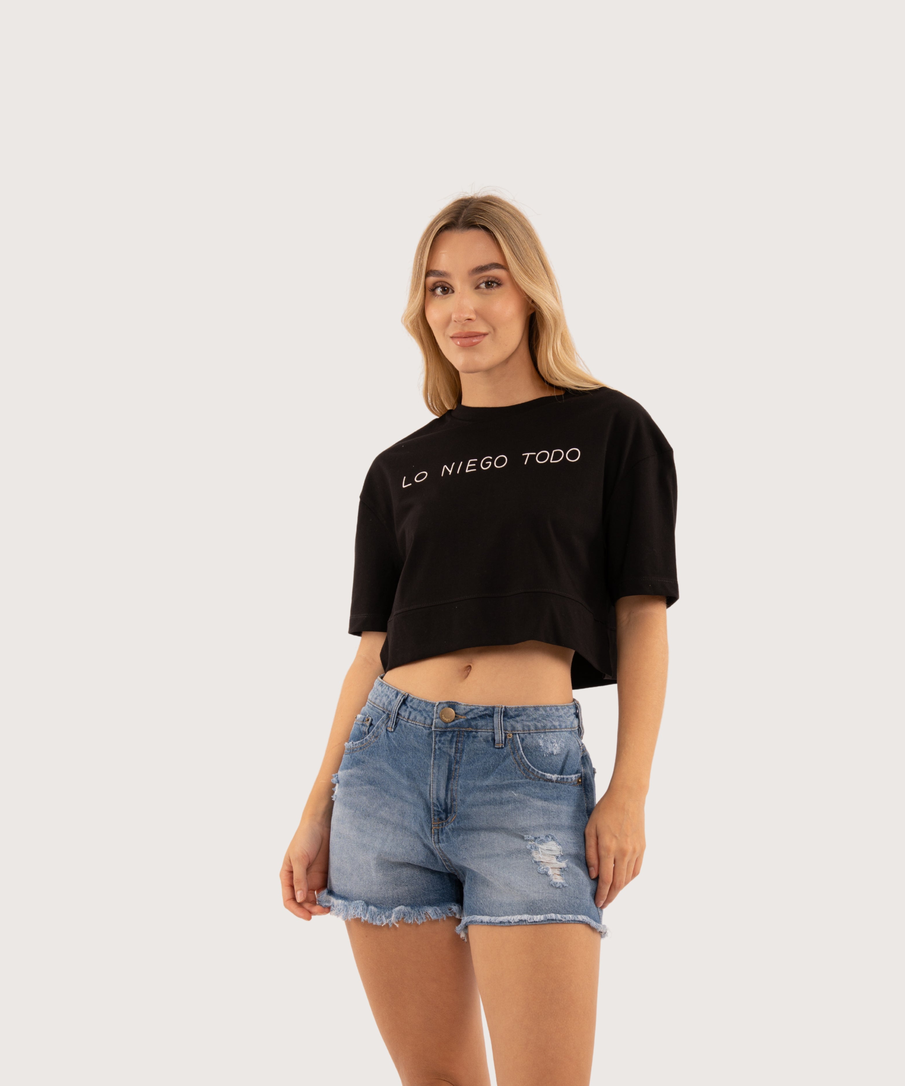 Camiseta oversize crop NEGRO