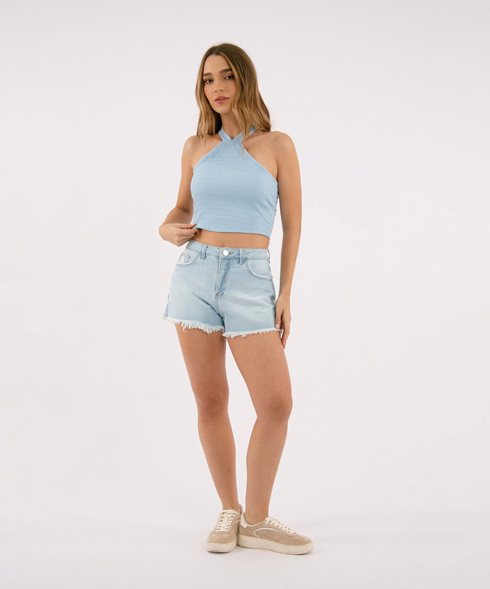 Short ruedo burdo AZUL CIELO