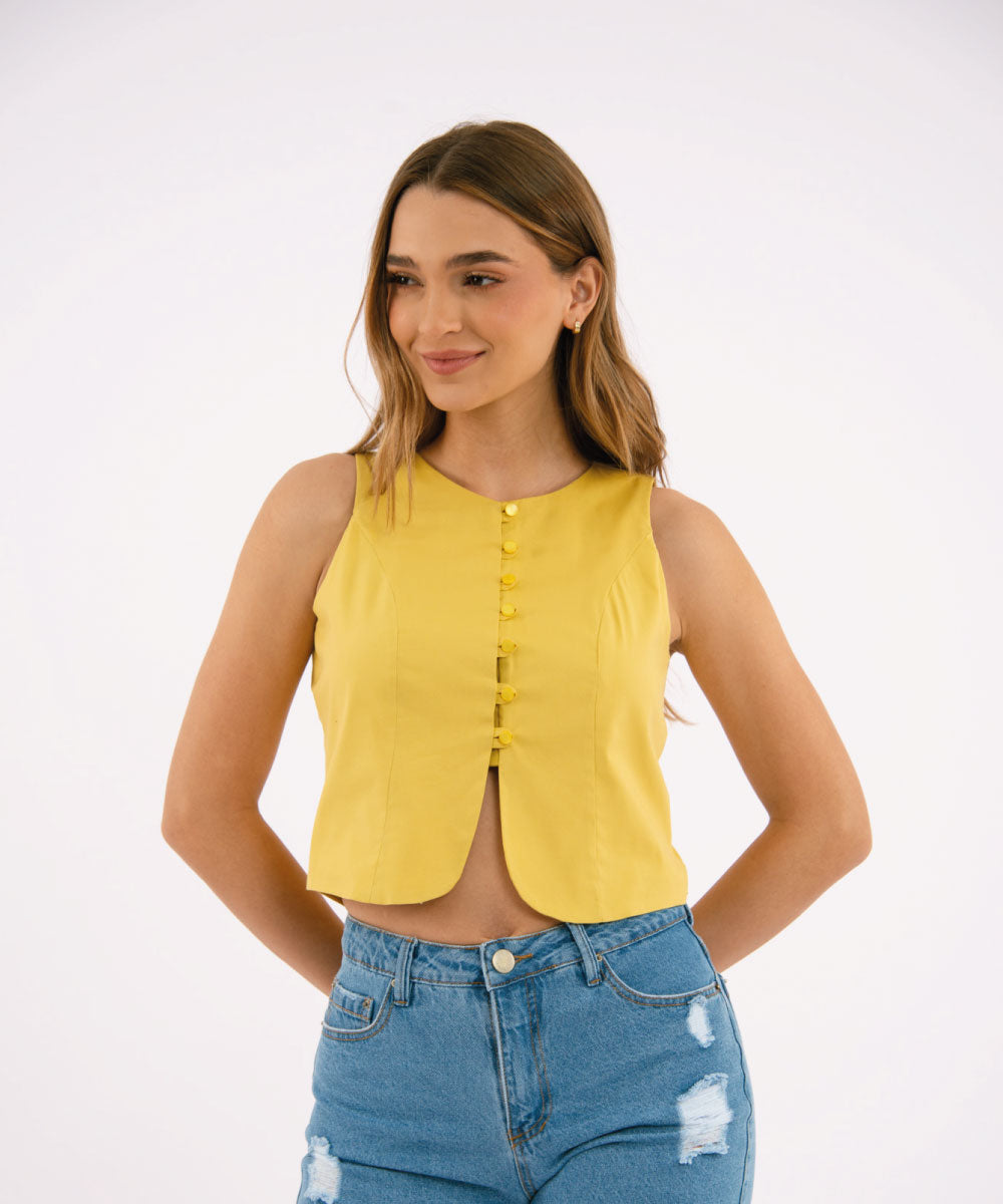 Blusa Botones MIEL DORADA (MOSTAZA)