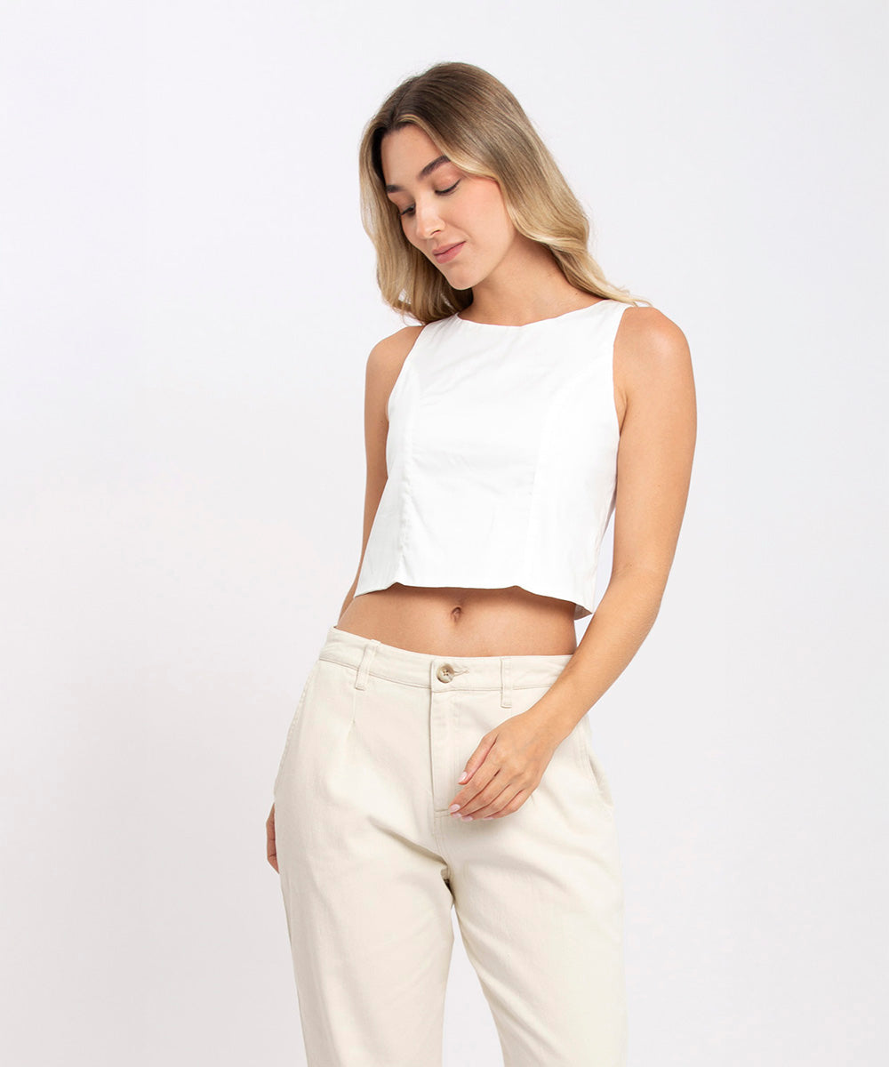 Blusa con moño en espalda BLANCO