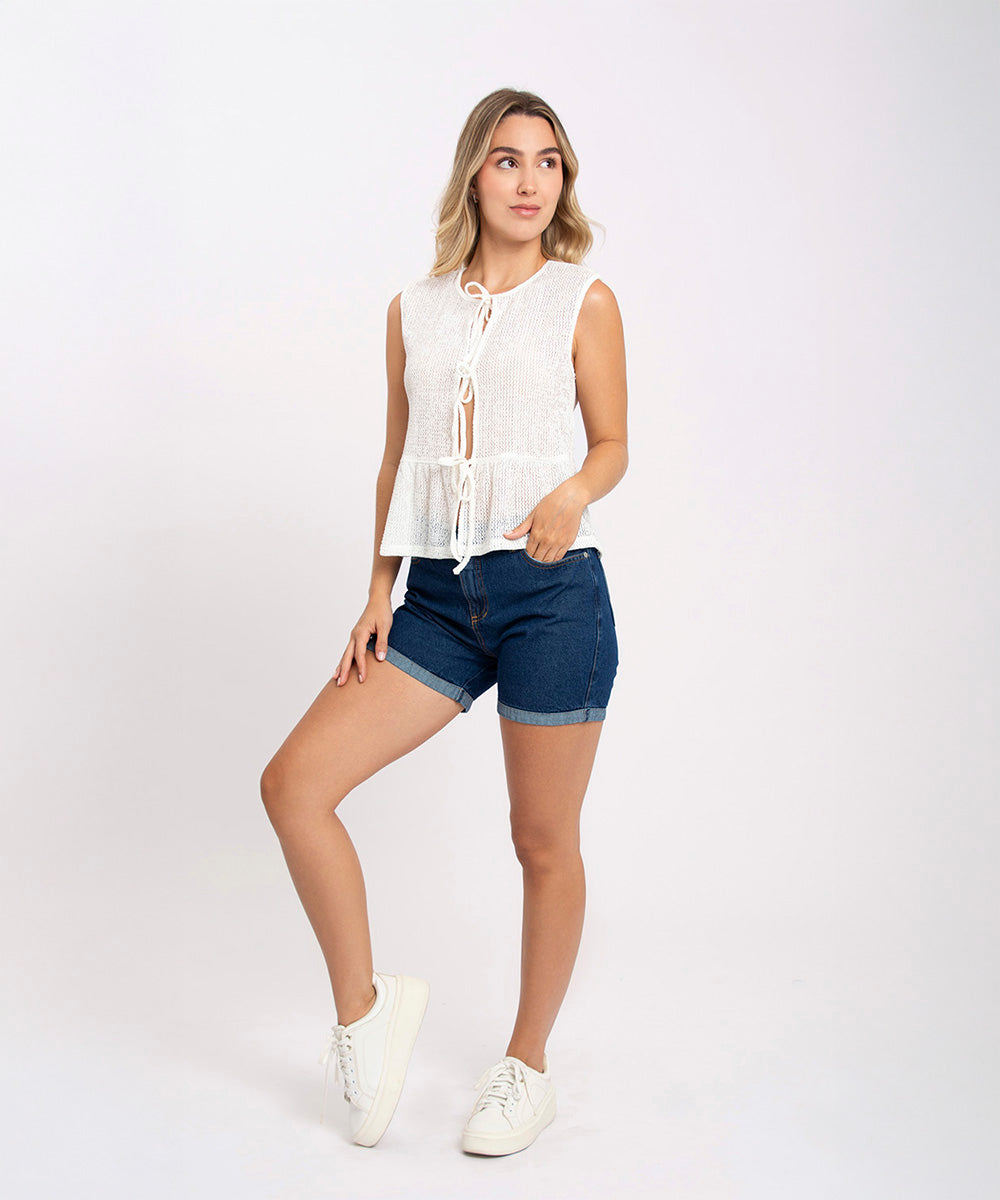 Blusa moño frente MARFIL