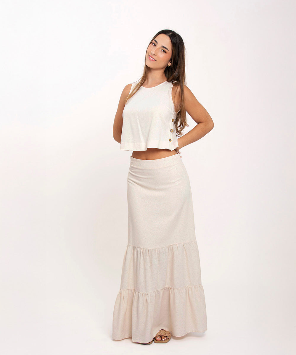 Blusa manga sisa BEIGE