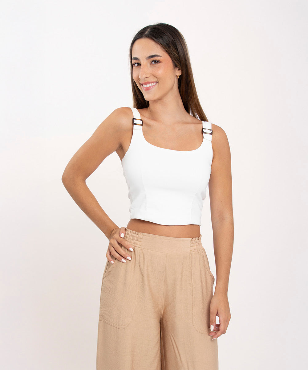 Top con hebillas BLANCO