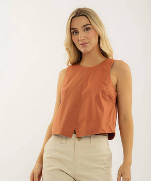 Blusa Sisa Cuello Redondo Terracota Blusas Para Mujer | Ticket Store Colombia 1