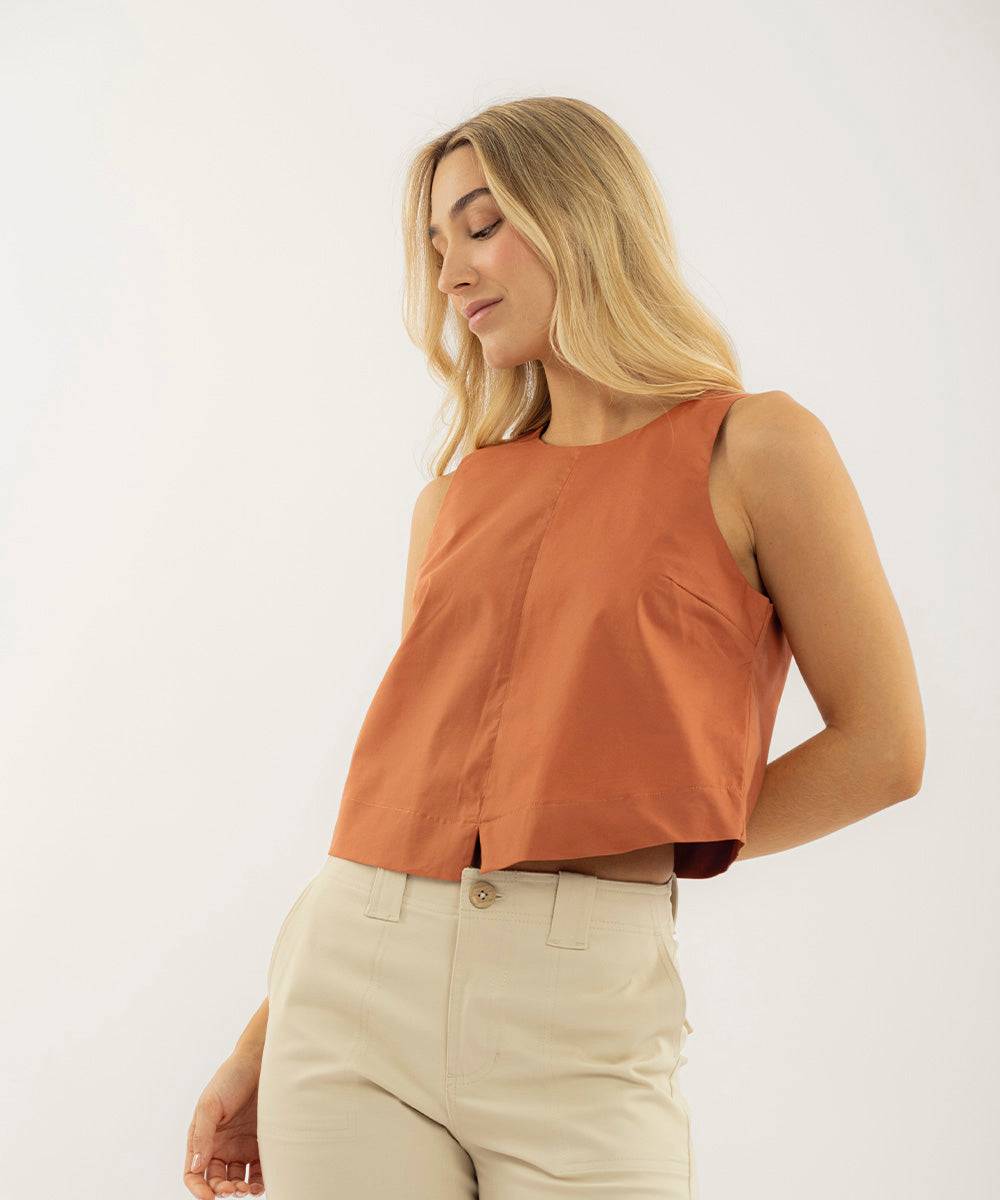 Blusa Sisa Cuello Redondo Terracota Blusas Para Mujer | Ticket Store Colombia 2