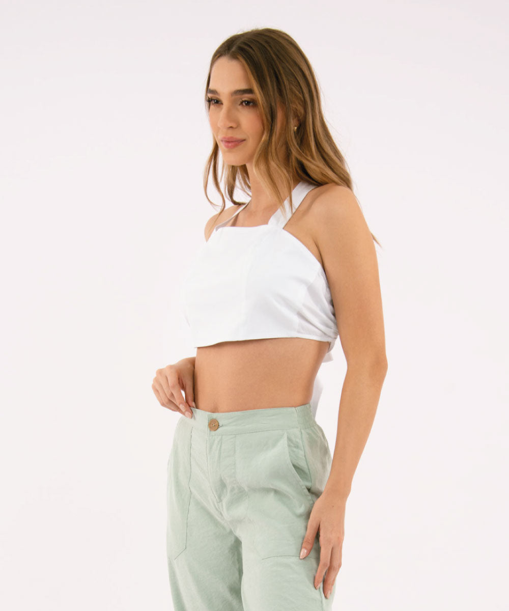 Crop Top Tira Lazo BLANCO
