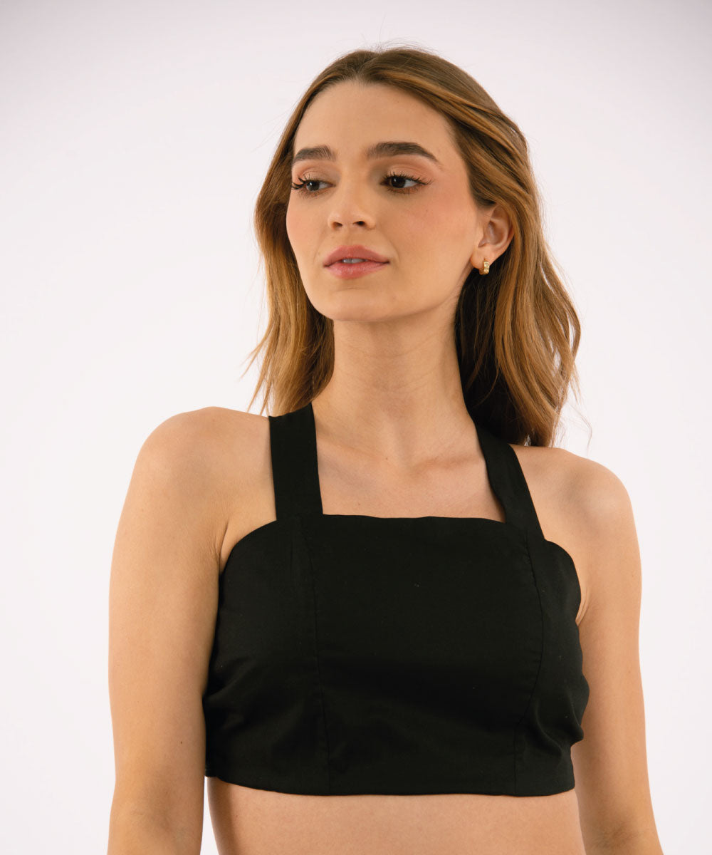 Crop Top Tira Lazo NEGRO
