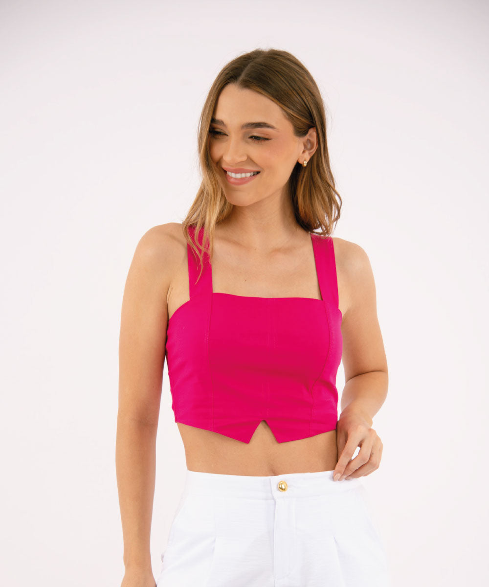 Crop Top Tiras Anchas FUCSIA POP